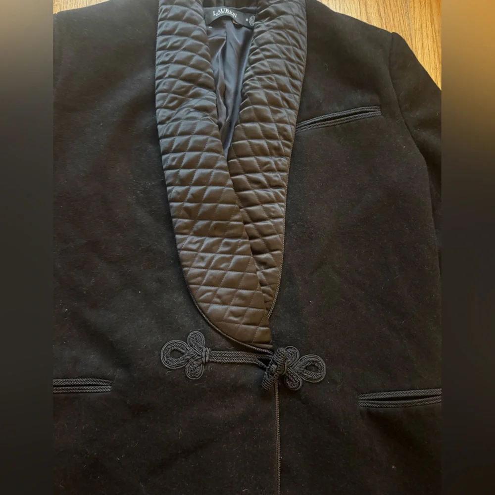 LAUREN Quilted-Satin-Trim Wool-Blend Coat - Picture 8 of 16